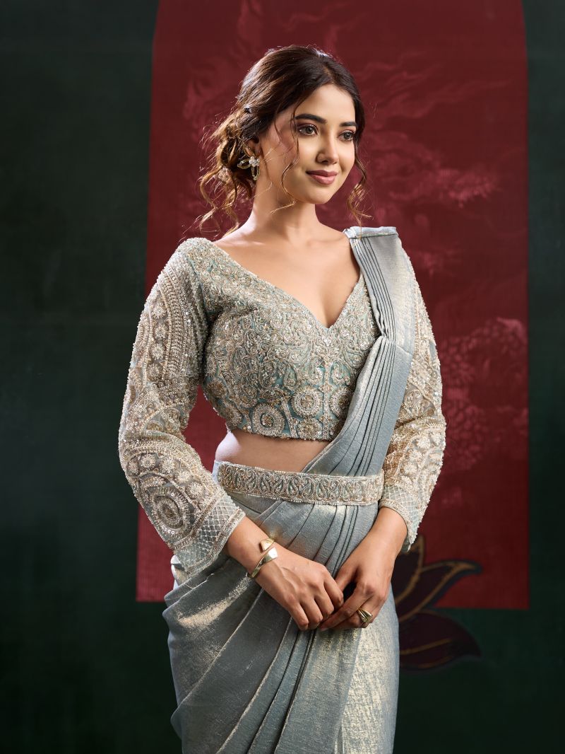 Amoha A 102449 Imported Sand Wash Beads Work Ready to Wear Saree Collection