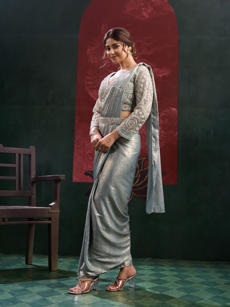 Amoha A 102449 Imported Sand Wash Beads Work Ready to Wear Saree Collection — Designer Partywear Sarees, AMOHA wholesale from Surat — Photo 6