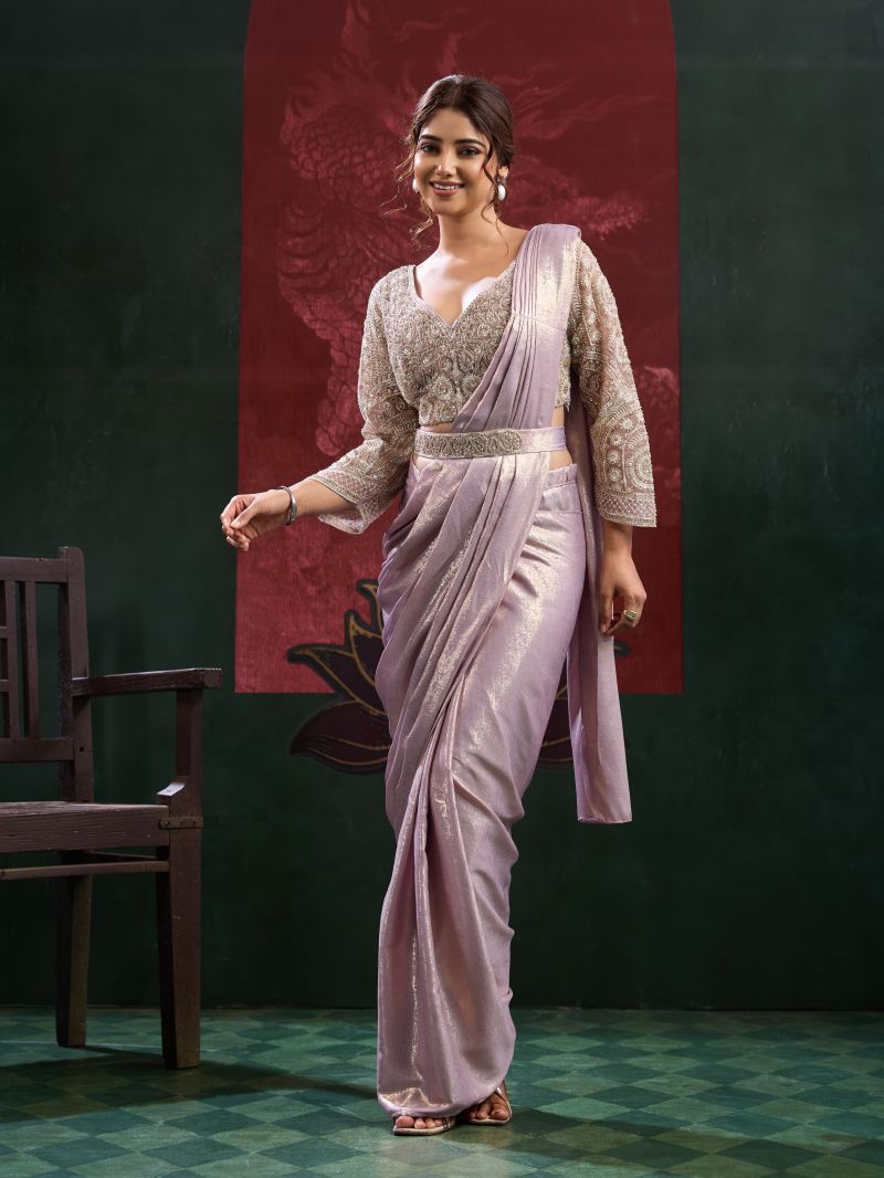 Amoha A 102449 Imported Sand Wash Beads Work Ready to Wear Saree Collection — Designer Partywear Sarees, AMOHA wholesale from Surat — Photo 4