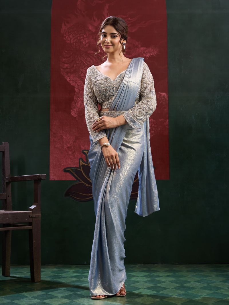 Amoha A 102449 Imported Sand Wash Beads Work Ready to Wear Saree Collection — Designer Partywear Sarees, AMOHA wholesale from Surat — Photo 3