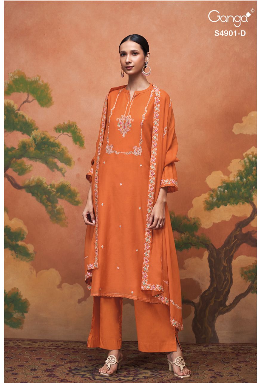 Navisha 4901 Premium Bemberg Mul Embroidered Suit Set — Wholesale Dress Material, Vardan Ethnic wholesale from Surat — Photo 3