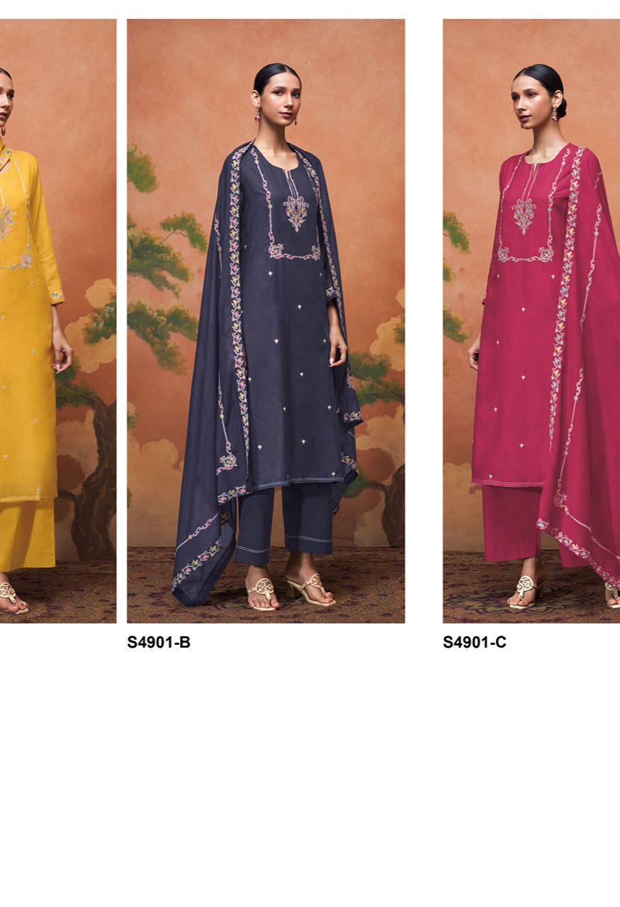 Navisha 4901 Premium Bemberg Mul Embroidered Suit Set — Wholesale Dress Material, Vardan Ethnic wholesale from Surat — Photo 8