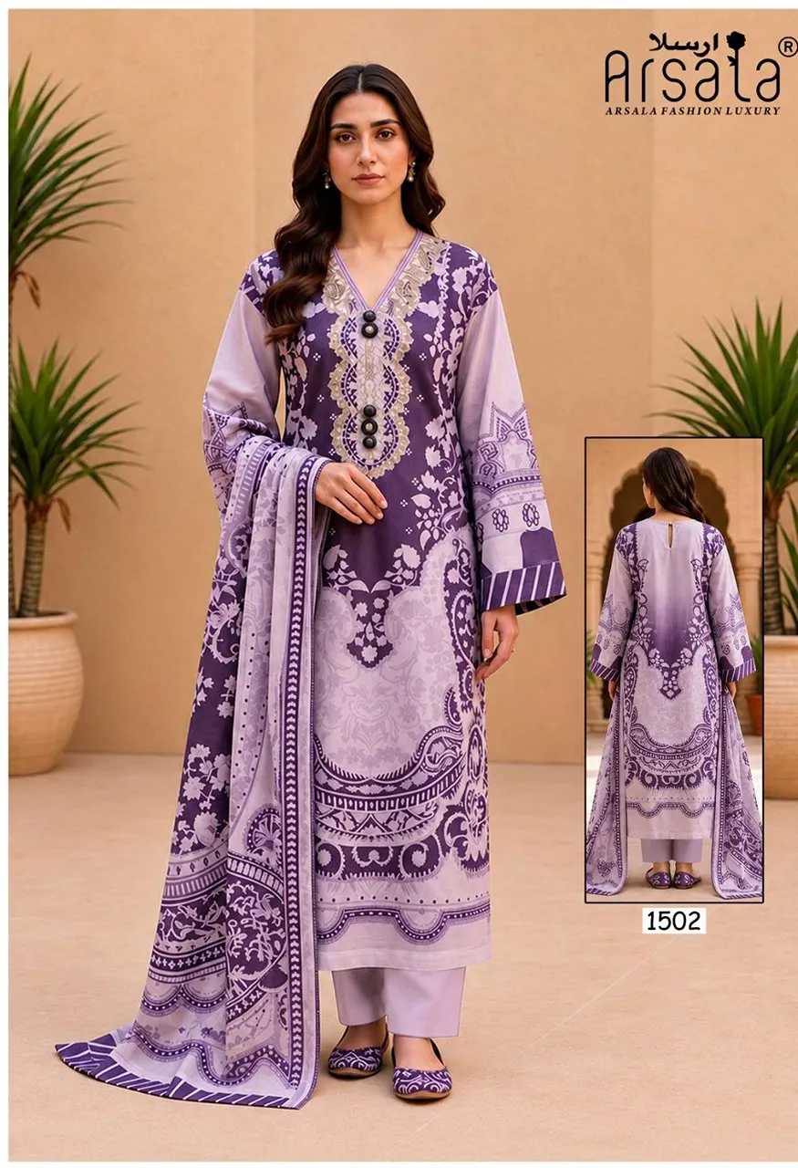 Arsala Fashion Amira Heavy Cotton Luxury Catalog  Vol 15 Lawn Cotton Digital Print Salwar Suit — Wholesale Dress Material, Vardan Ethnic wholesale from Surat — view 4