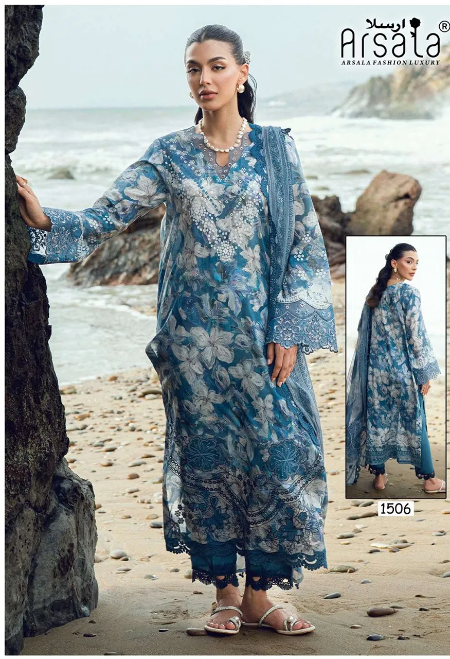 Arsala Fashion Amira Heavy Cotton Luxury Catalog  Vol 15 Lawn Cotton Digital Print Salwar Suit — Wholesale Dress Material, Vardan Ethnic wholesale from Surat — view 8