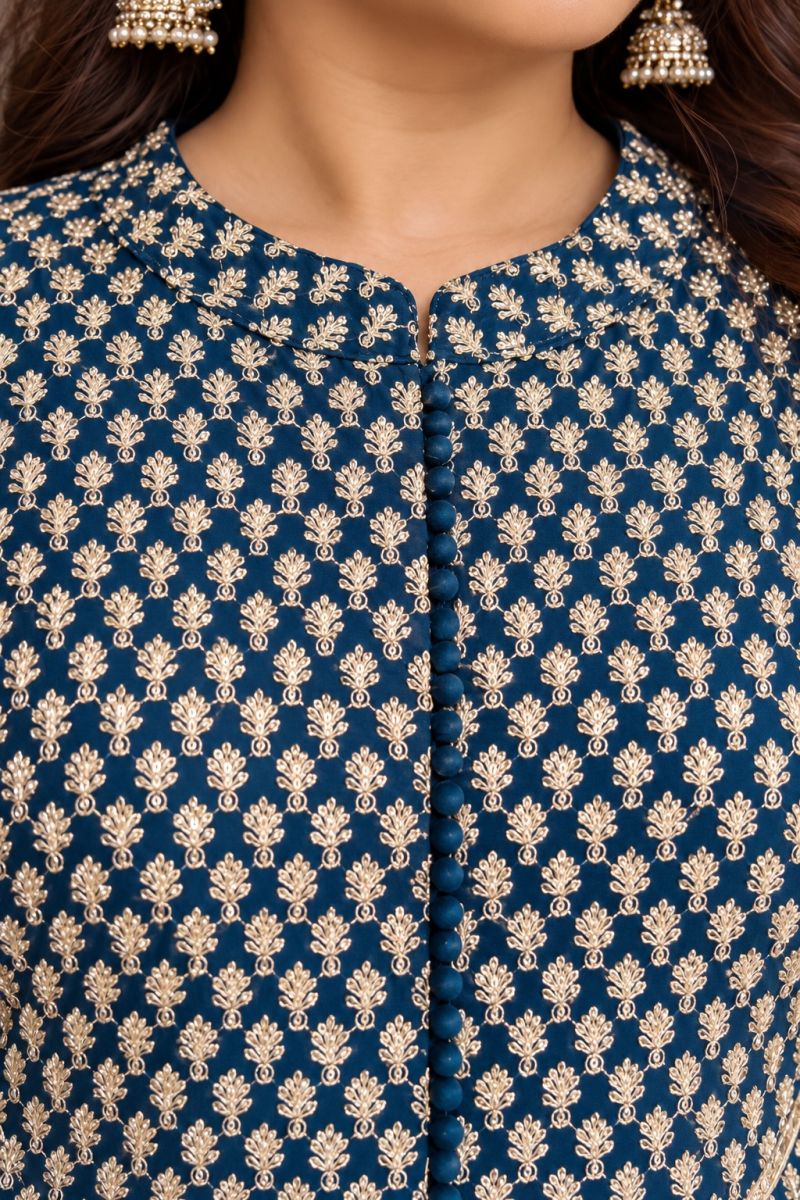 Aurraa Adaah Real Georgette Embroidered Designer Indo Western Outfit — Indo Western, Vardan Ethnic wholesale from Surat — view 4