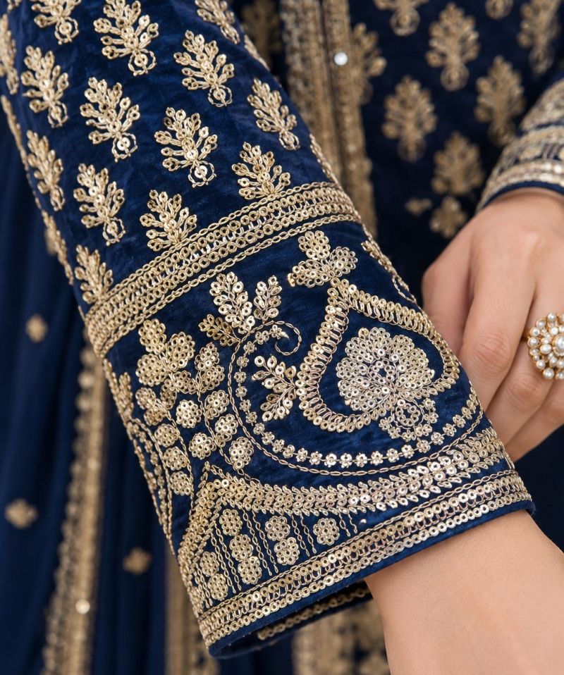 Aurraa Adaah Real Georgette Embroidered Designer Indo Western Outfit — Indo Western, Vardan Ethnic wholesale from Surat — view 3