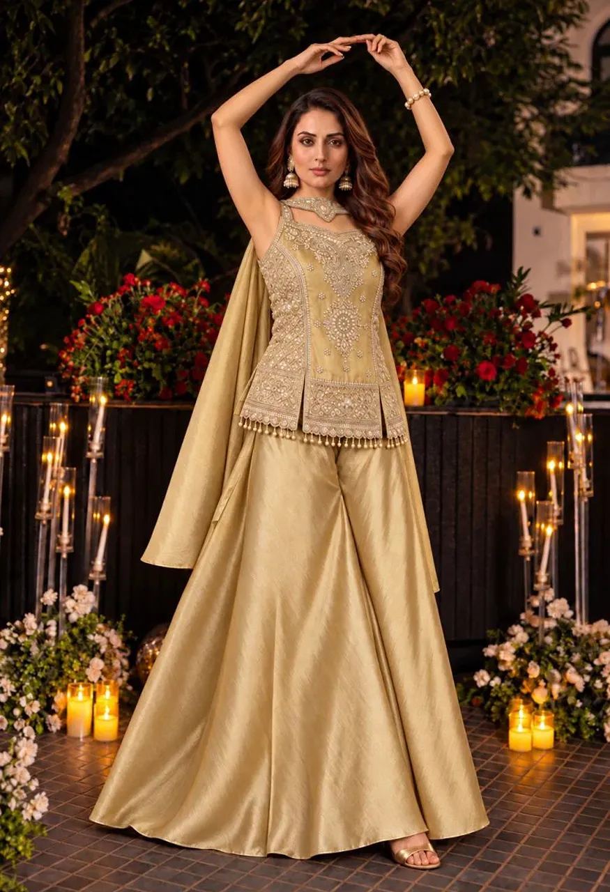 Aurraa Kanjivaram Premium Silk Beads Work Indo Western Collection — Wholesale Salwar Suits, Vardan Ethnic wholesale from Surat — view 6
