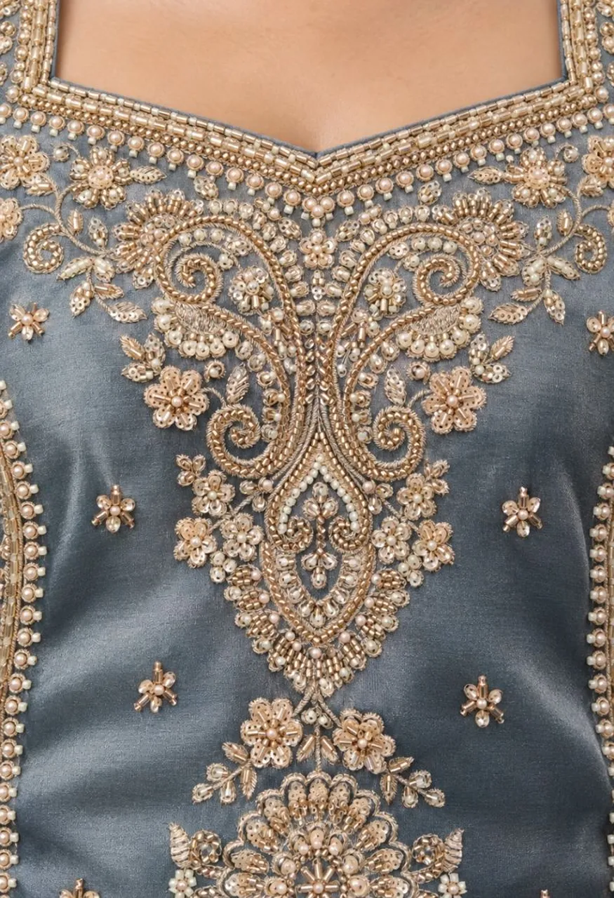 Aurraa Kanjivaram Premium Silk Beads Work Indo Western Collection — Wholesale Salwar Suits, Vardan Ethnic wholesale from Surat — view 8