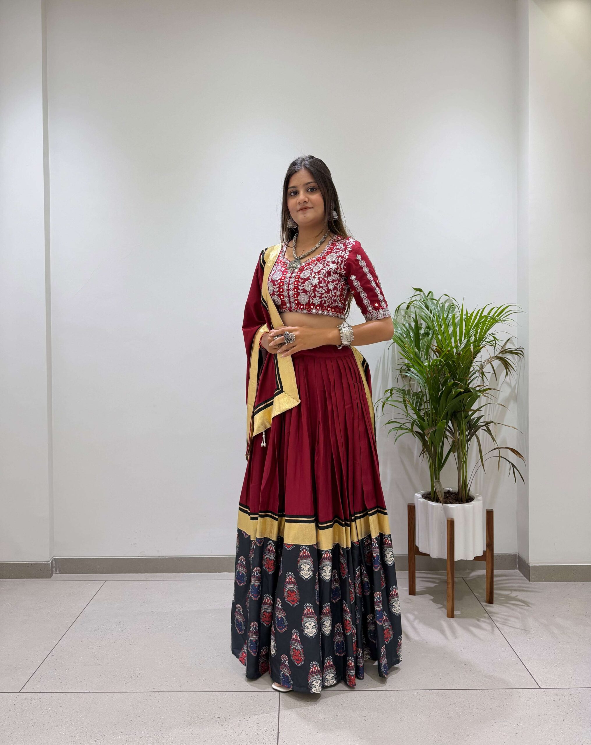 Be 507 Rayon Designer Embroidered Real Mirror Work Lahenga Choli Set — Singles, Vardan Ethnic wholesale from Surat — view 2