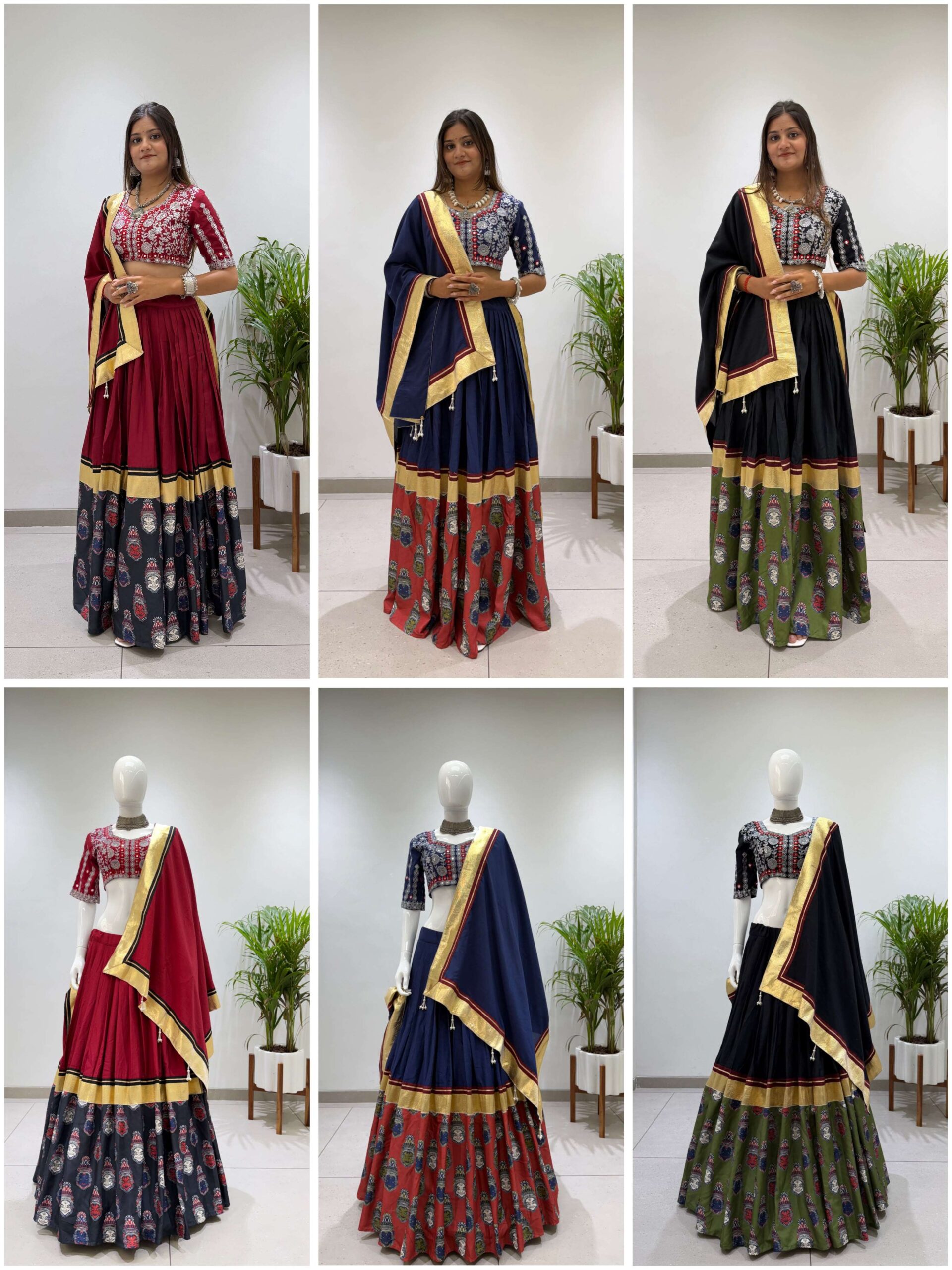 Be 507 Rayon Designer Embroidered Real Mirror Work Lahenga Choli Set — Singles, Vardan Ethnic wholesale from Surat — view 12