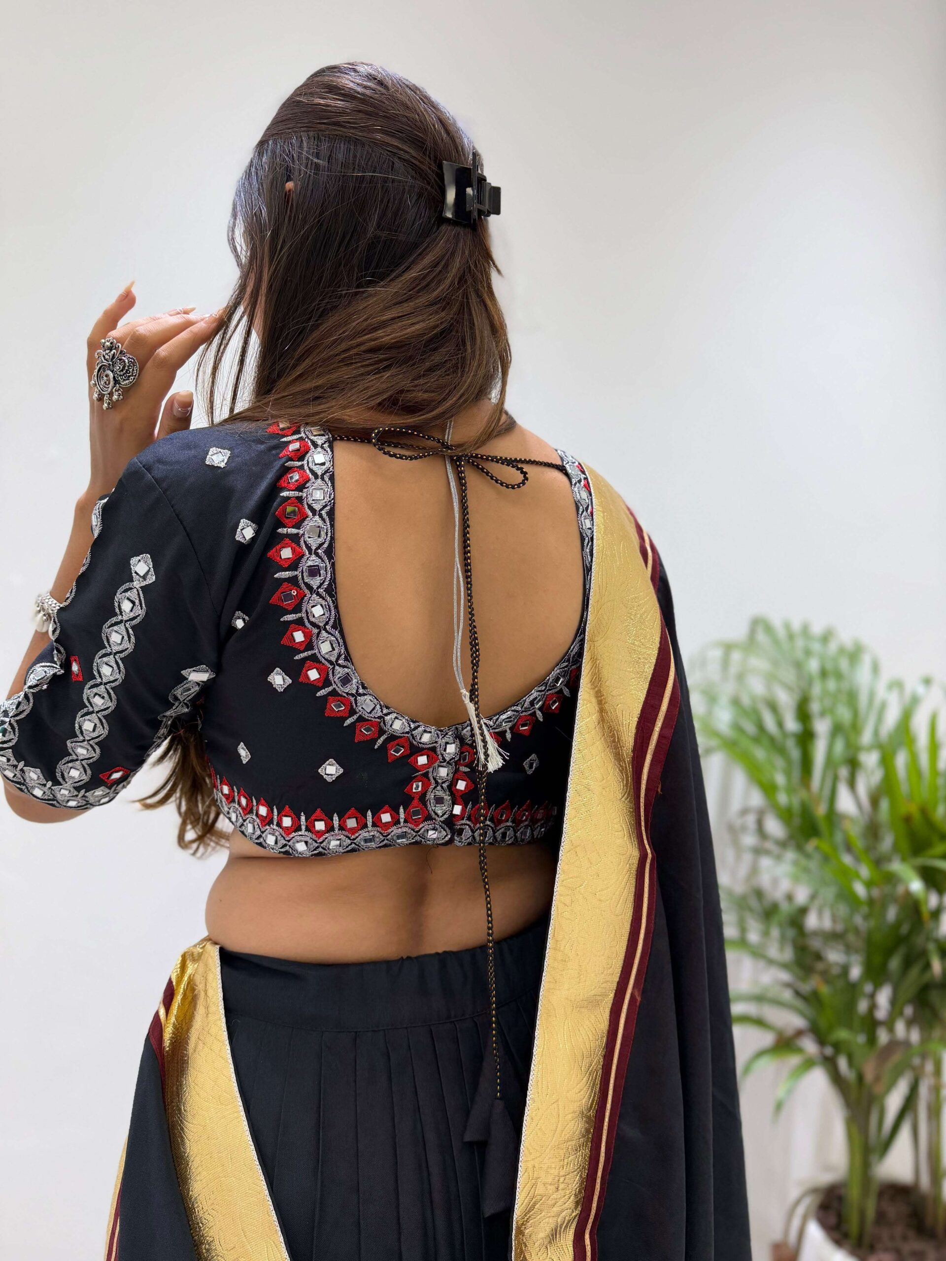 Be 507 Rayon Designer Embroidered Real Mirror Work Lahenga Choli Set — Singles, Vardan Ethnic wholesale from Surat — view 10