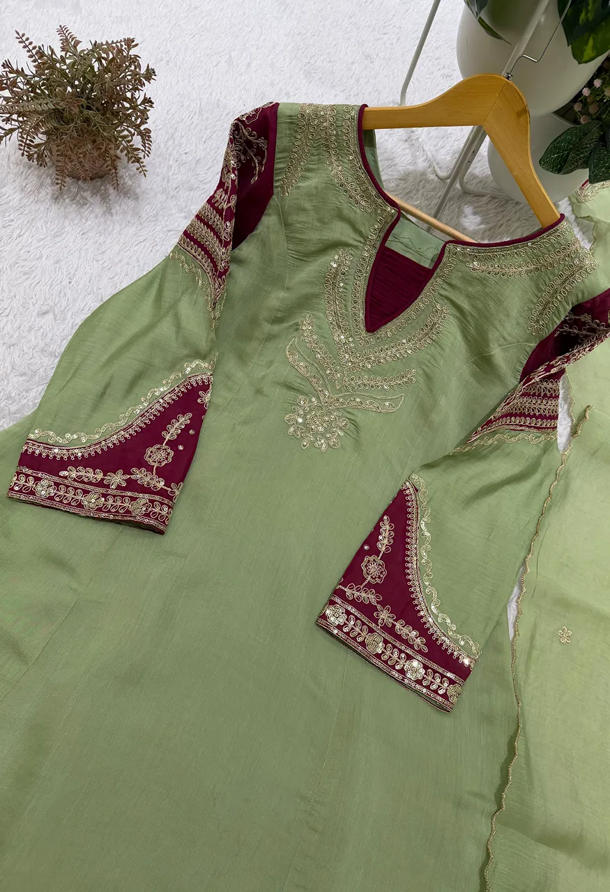 BE-509 Designer Cording Sequin Embroidered 3-Piece Set — Wholesale Kurtis, Vardan Ethnic wholesale from Surat — Photo 8