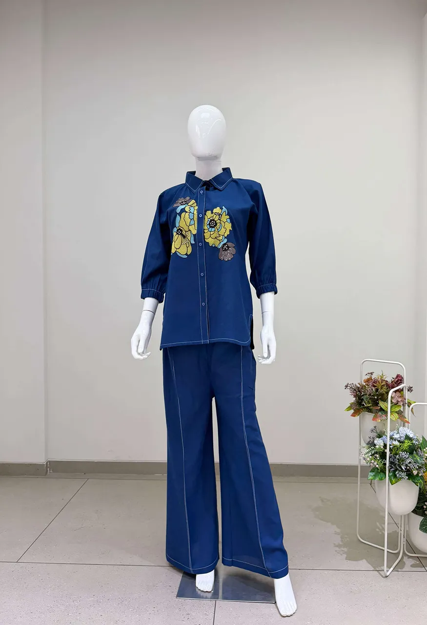 Be 512 Cotton Embroidered Worked Fancy Co-ord Set — Wholesale Kurtis, Bandhani Palace wholesale from Surat — Photo 3