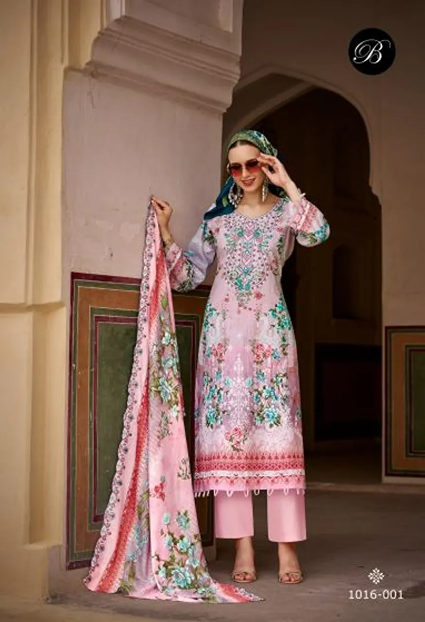 Belliza Guzarish Vol 26 Pure Cotton Digital Printed Embroidered Dress Material with Bottom &amp; Dupatta — Wholesale Salwar Suits, Belliza Designer wholesale from Surat — view 9