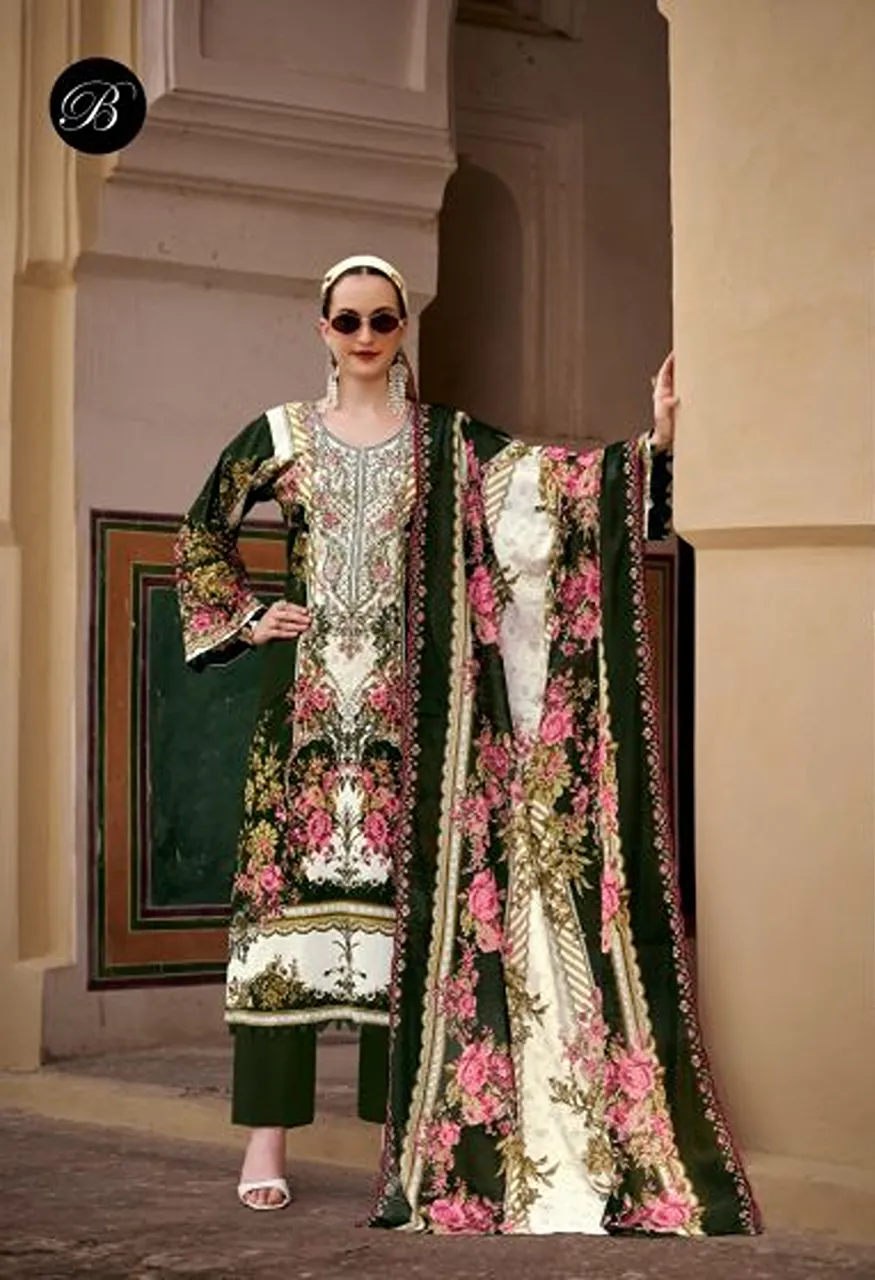Belliza Guzarish Vol 26 Pure Cotton Digital Printed Embroidered Dress Material with Bottom &amp; Dupatta — Wholesale Salwar Suits, Belliza Designer wholesale from Surat — view 8