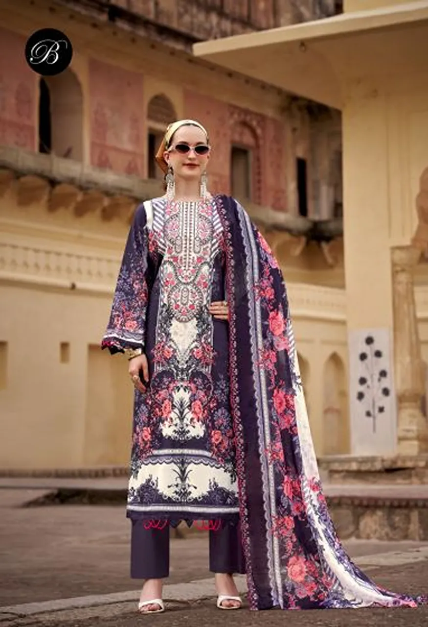Belliza Guzarish Vol 26 Pure Cotton Digital Printed Embroidered Dress Material with Bottom &amp; Dupatta — Wholesale Salwar Suits, Belliza Designer wholesale from Surat — view 7