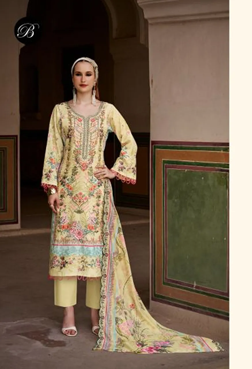 Belliza Guzarish Vol 26 Pure Cotton Digital Printed Embroidered Dress Material with Bottom &amp; Dupatta — Wholesale Salwar Suits, Belliza Designer wholesale from Surat — view 6