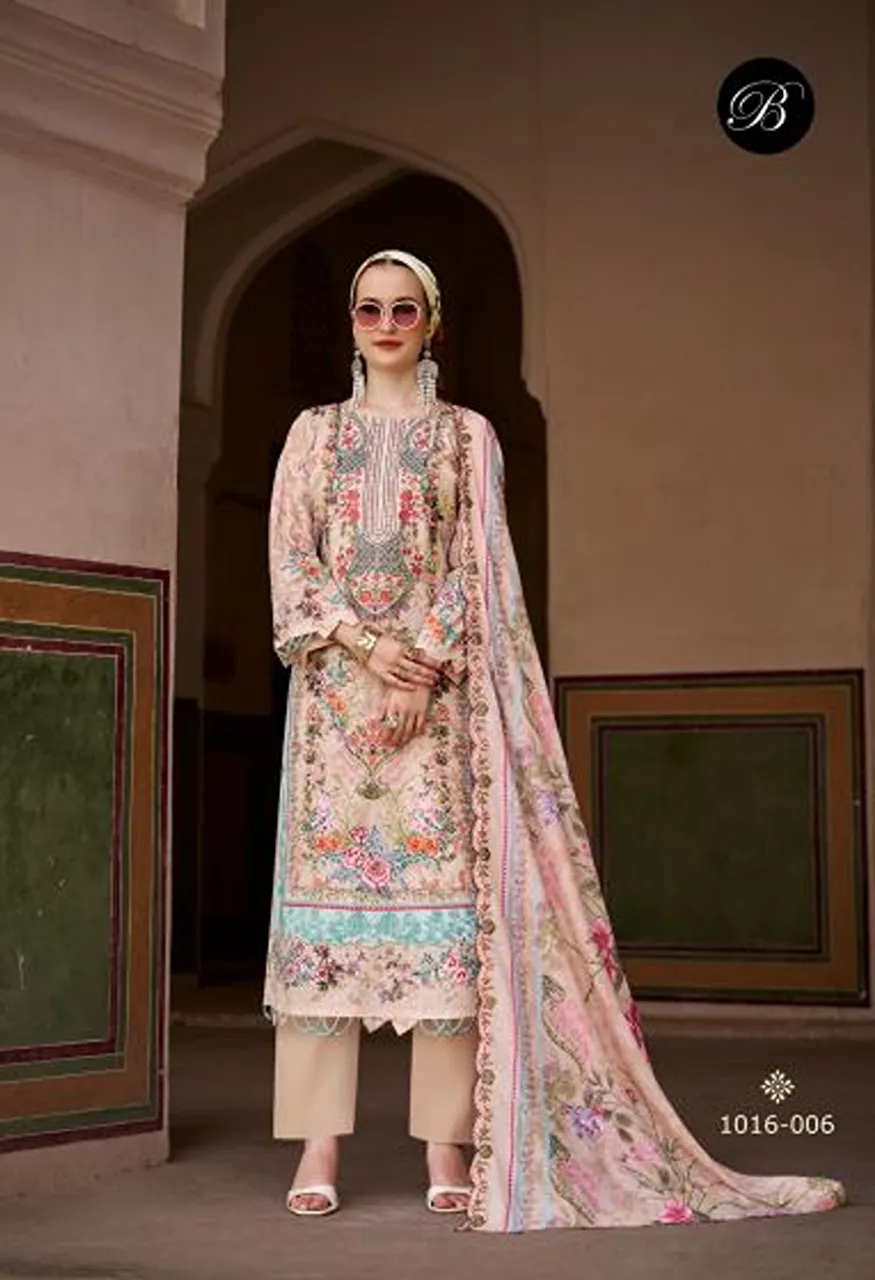 Belliza Guzarish Vol 26 Pure Cotton Digital Printed Embroidered Dress Material with Bottom &amp; Dupatta — Wholesale Salwar Suits, Belliza Designer wholesale from Surat — view 5