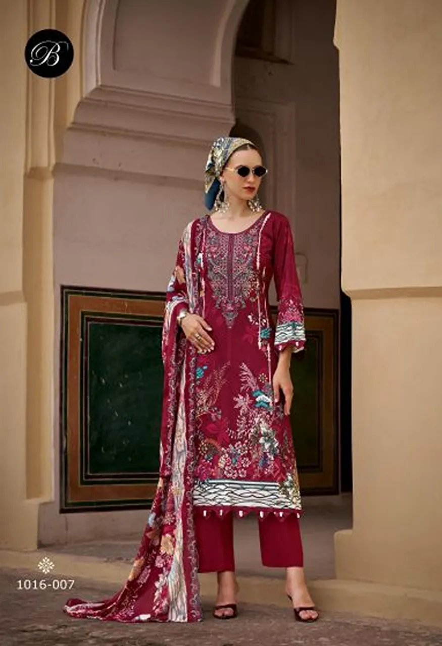 Belliza Guzarish Vol 26 Pure Cotton Digital Printed Embroidered Dress Material with Bottom &amp; Dupatta — Wholesale Salwar Suits, Belliza Designer wholesale from Surat — view 4