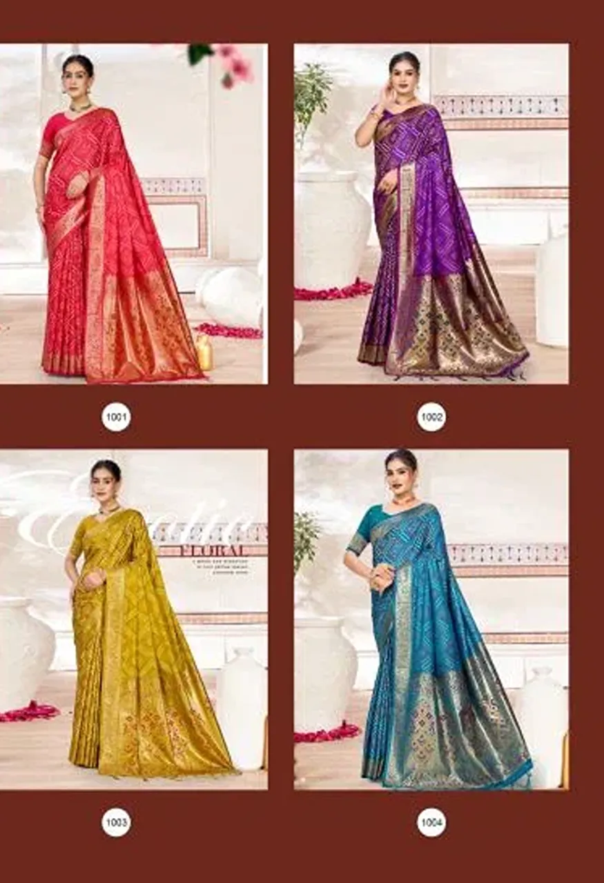 Bunawat Bandhani Silk 2 Soft Silk Zari Weaving Saree Collection Wholesale Sarees — Wholesale Sarees, Bunawat wholesale from Surat — Photo 5