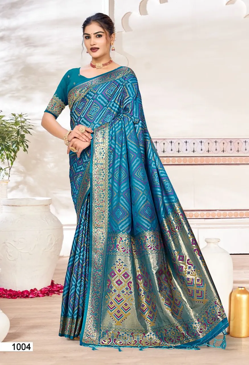 Bunawat Bandhani Silk 2 Soft Silk Zari Weaving Saree Collection Wholesale Sarees — Wholesale Sarees, Bunawat wholesale from Surat — Photo 4
