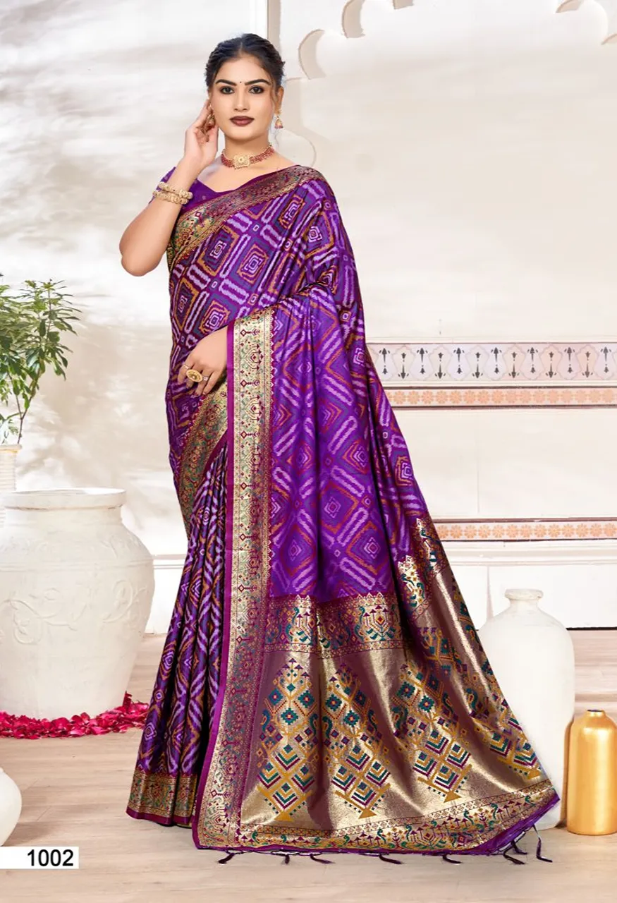 Bunawat Bandhani Silk 2 Soft Silk Zari Weaving Saree Collection Wholesale Sarees — Wholesale Sarees, Bunawat wholesale from Surat — Photo 3