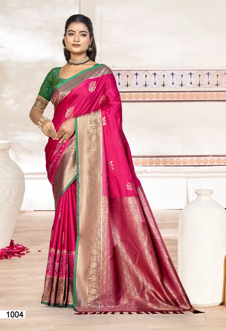 Bunawat Kavya Silk Soft Silk Woven Work Festival Saree Wholesale — Wholesale Sarees, Bunawat wholesale from Surat — view 7