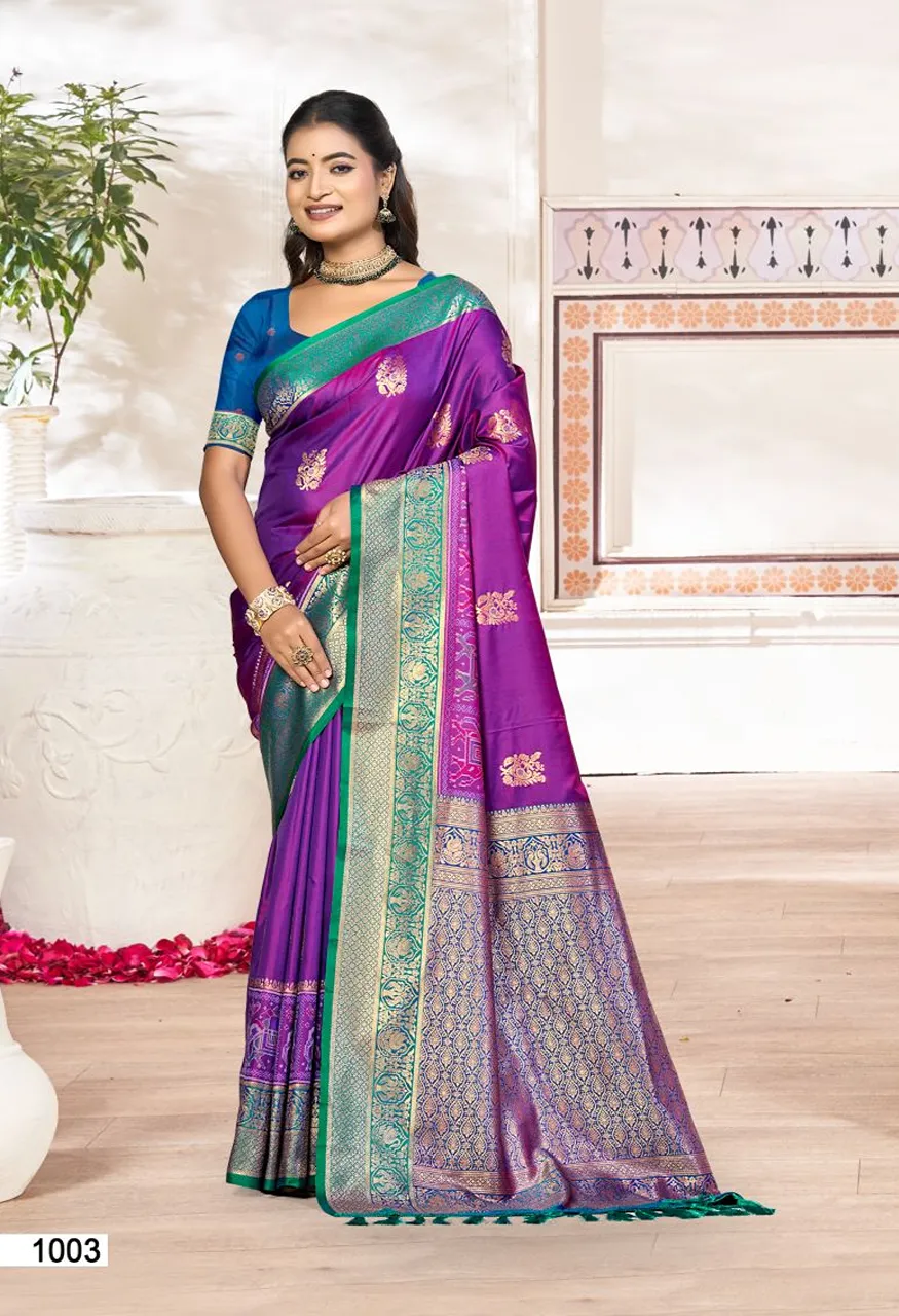 Bunawat Kavya Silk Soft Silk Woven Work Festival Saree Wholesale — Wholesale Sarees, Bunawat wholesale from Surat — view 5