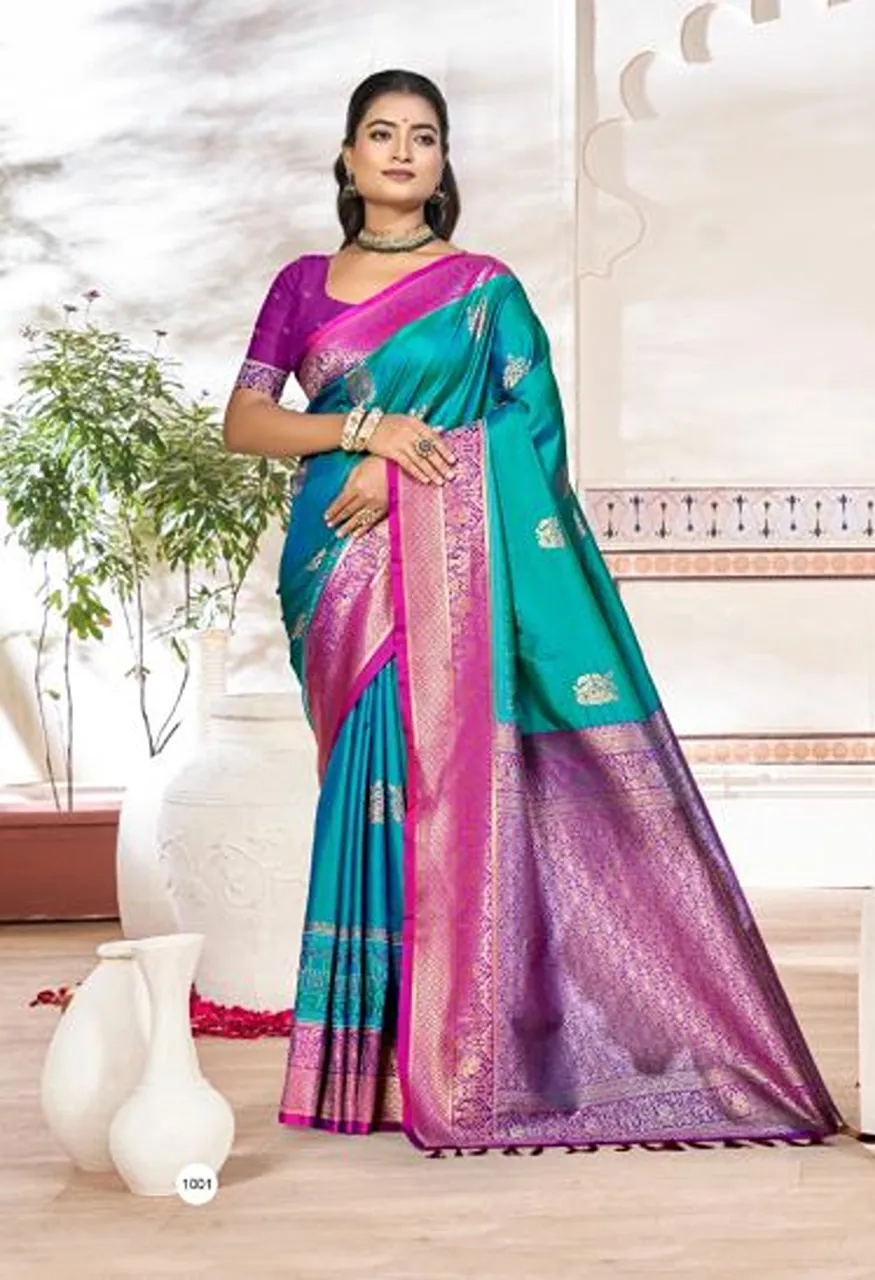 Bunawat Kavya Silk Soft Silk Woven Work Festival Saree Wholesale — Wholesale Sarees, Bunawat wholesale from Surat — view 3