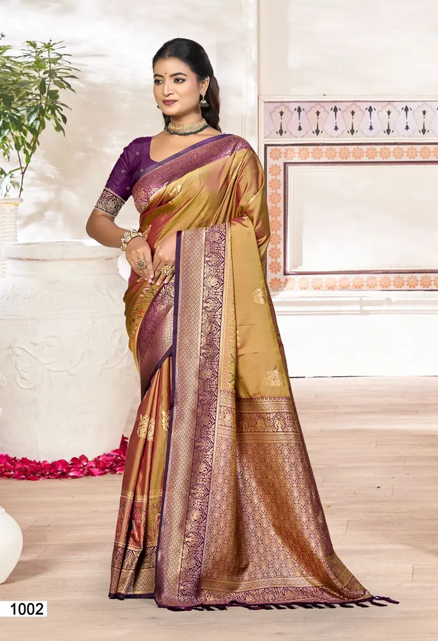 Bunawat Kavya Silk Soft Silk Woven Work Festival Saree Wholesale — Wholesale Sarees, Bunawat wholesale from Surat — view 2