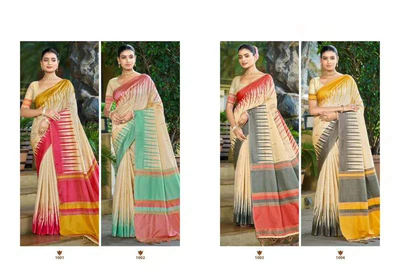 Bunawat Lavina Silk 4 Slub Silk Sangam Print Saree Collection — Wholesale Sarees, Bunawat wholesale from Surat — Photo 6