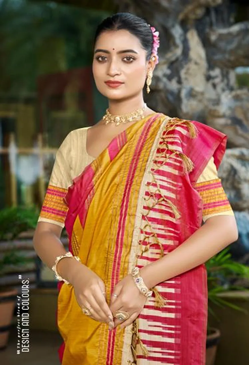 Bunawat Lavina Silk 4 Slub Silk Sangam Print Saree Collection