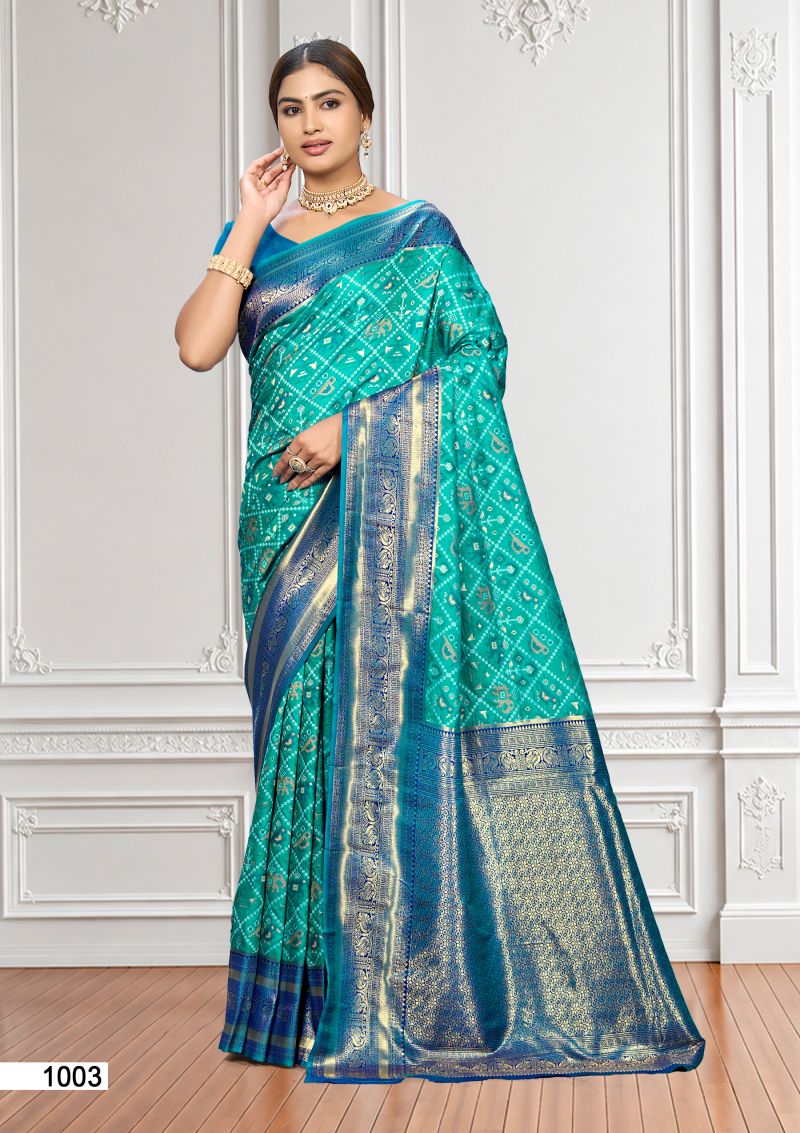 Bunawat Prerana Silk 06 Soft Silk Sangam Printed Saree with Zari Weaving