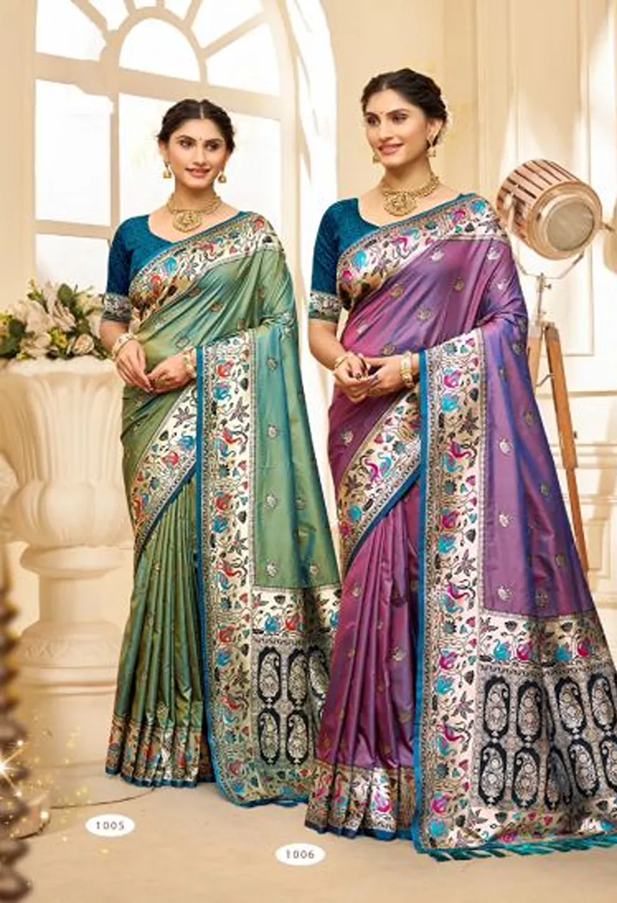 Bunawat Pushpa Silk Sangam Prints Silk Woven Worked Saree