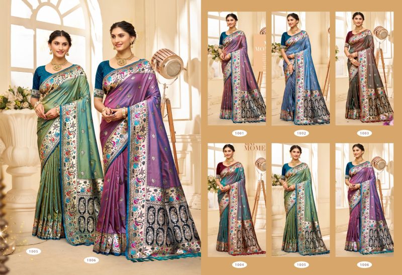 Bunawat Pushpa Silk Sangam Prints Silk Woven Worked Saree — Wholesale Sarees, Bunawat wholesale from Surat — view 7