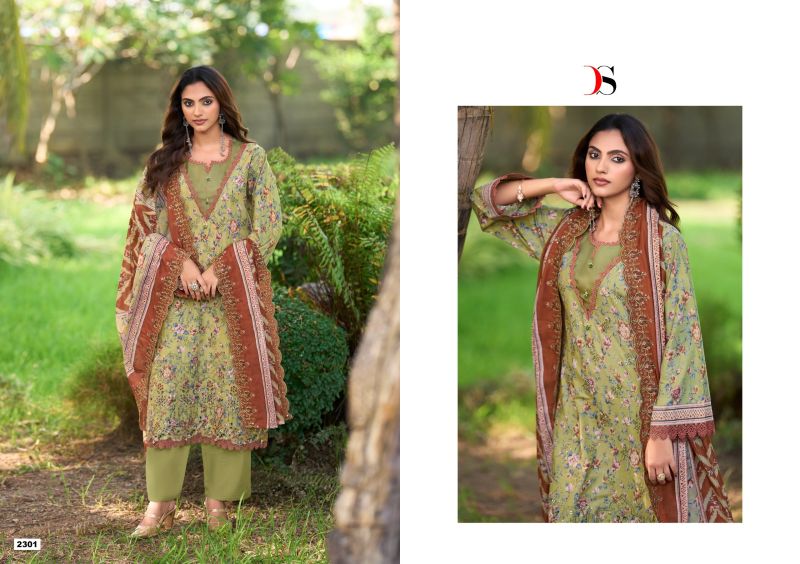 Deepsy Bin Saeed Vol 23 Chiffon Dupatta Lawn Cotton With Embroidered Salwar Kameez — Wholesale Pakistani Suits, Vardan Ethnic wholesale from Surat — view 2