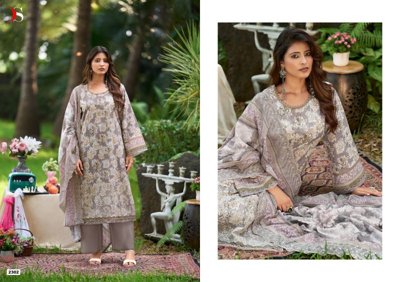 Deepsy Bin Saeed Vol 23 Chiffon Dupatta Lawn Cotton With Embroidered Salwar Kameez — Wholesale Pakistani Suits, Vardan Ethnic wholesale from Surat — view 3
