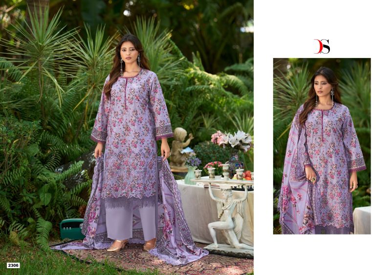 Deepsy Bin Saeed Vol 23 Chiffon Dupatta Lawn Cotton With Embroidered Salwar Kameez — Wholesale Pakistani Suits, Vardan Ethnic wholesale from Surat — view 4