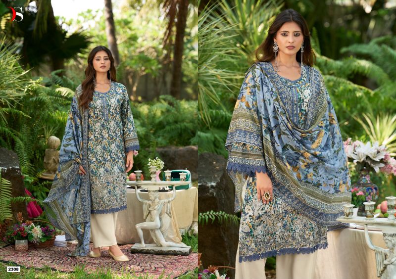 Deepsy Bin Saeed Vol 23 Chiffon Dupatta Lawn Cotton With Embroidered Salwar Kameez — Wholesale Pakistani Suits, Vardan Ethnic wholesale from Surat — view 5