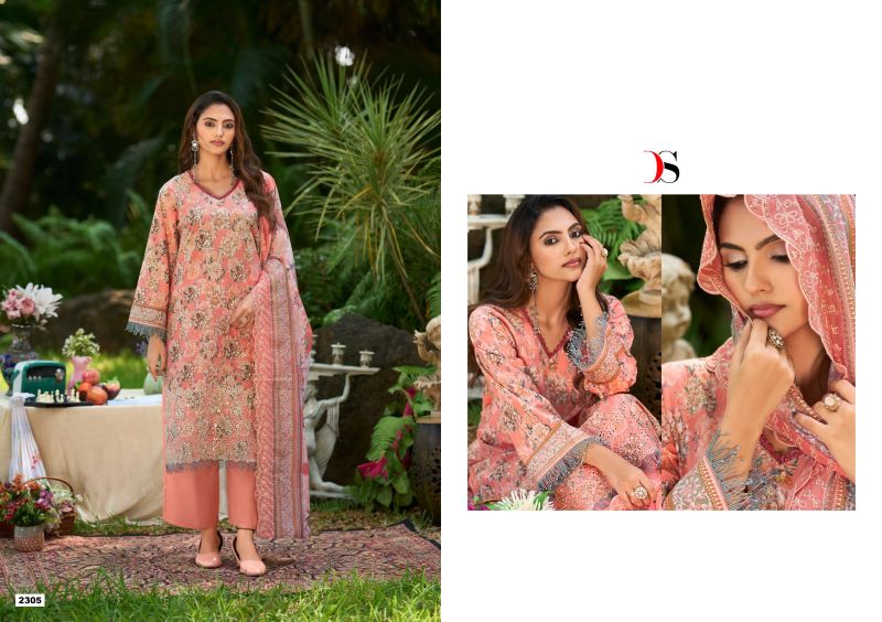 Deepsy Bin Saeed Vol 23 Chiffon Dupatta Lawn Cotton With Embroidered Salwar Kameez — Wholesale Pakistani Suits, Vardan Ethnic wholesale from Surat — view 6