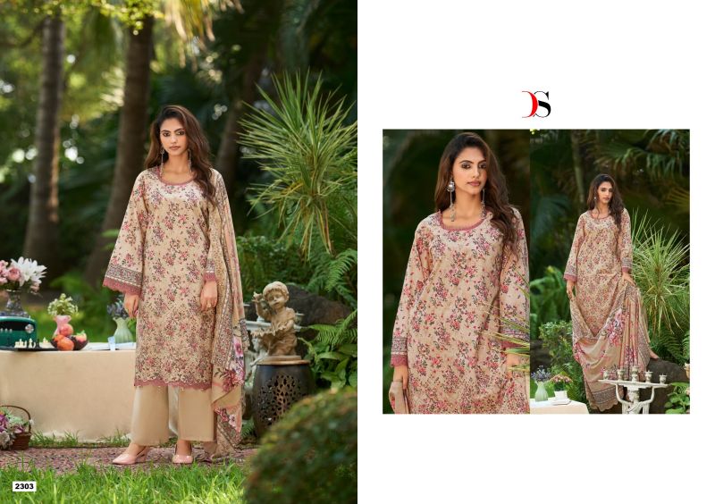 Deepsy Bin Saeed Vol 23 Chiffon Dupatta Lawn Cotton With Embroidered Salwar Kameez — Wholesale Pakistani Suits, Vardan Ethnic wholesale from Surat — view 7