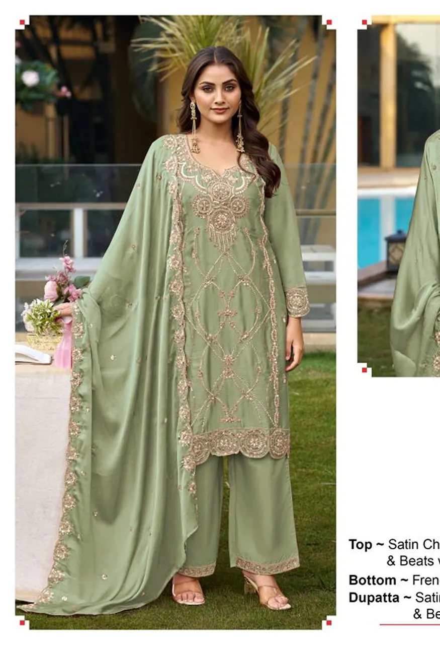 Deepsy D 2422 A To D Satin Chiffon Beads Work Designer Salwar Kameez Wholesale — Wholesale Salwar Suits, Deepsy Suit wholesale from Surat — Photo 3