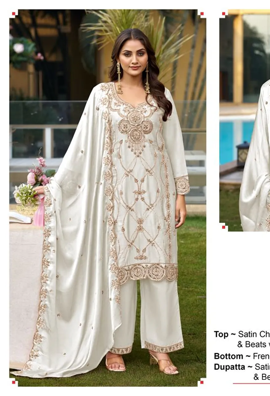 Deepsy D 2422 A To D Satin Chiffon Beads Work Designer Salwar Kameez Wholesale — Wholesale Salwar Suits, Deepsy Suit wholesale from Surat — Photo 2