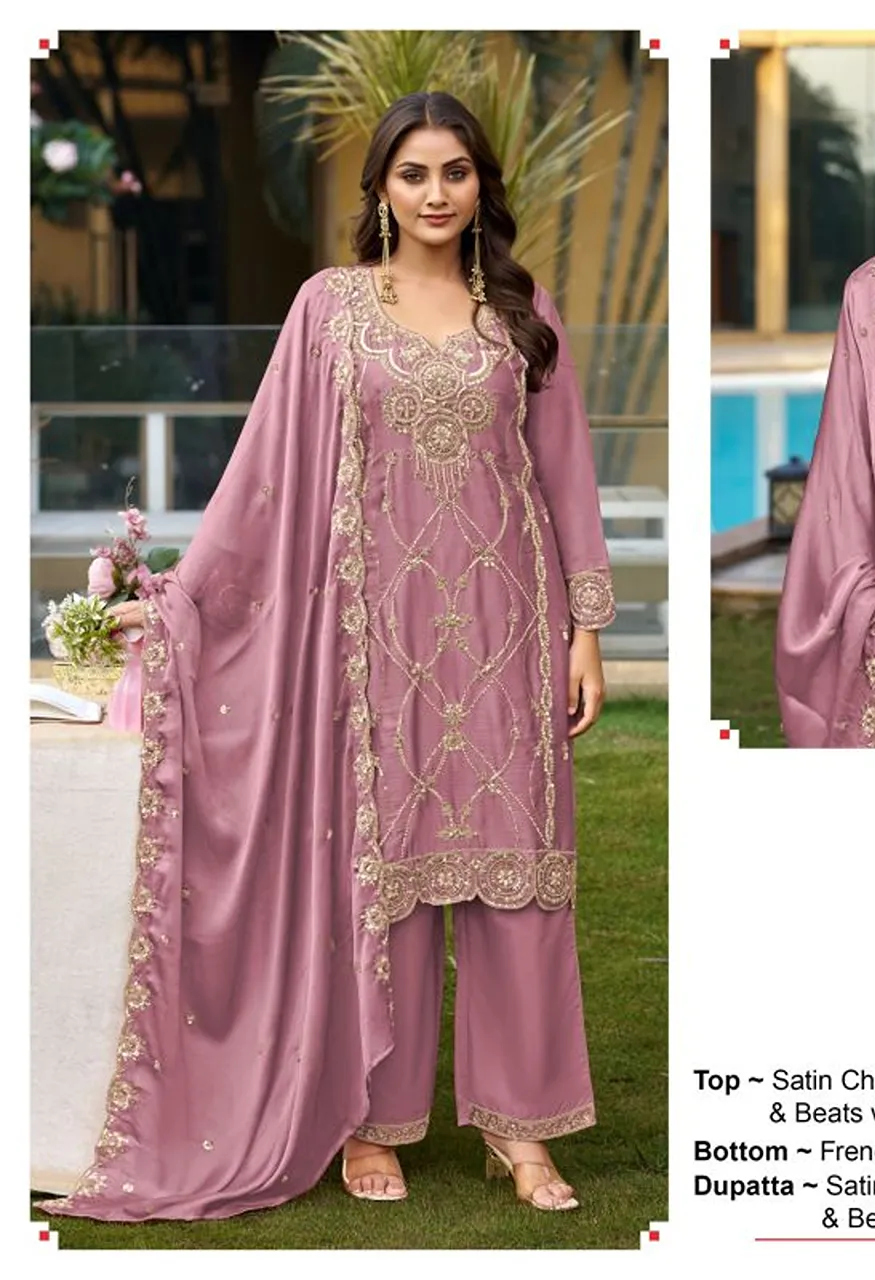 Deepsy D 2422 A To D Satin Chiffon Beads Work Designer Salwar Kameez Wholesale — Wholesale Salwar Suits, Deepsy Suit wholesale from Surat — Photo 4