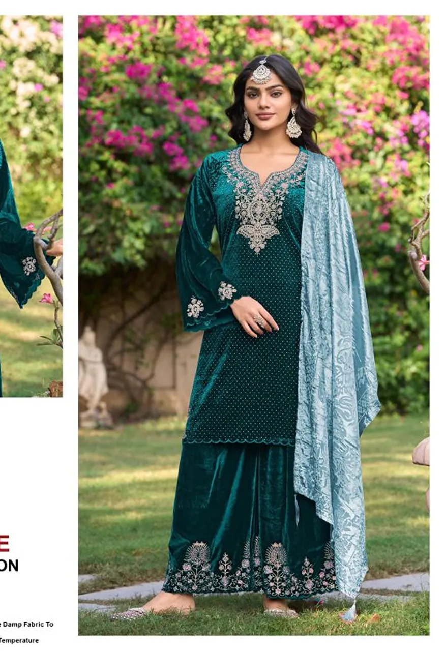 Deepsy D 3181 A To D Readymade Velvet Embroidered Salwar Kameez with Brasso Dupatta — Wholesale Salwar Suits, Deepsy Suit wholesale from Surat — view 2