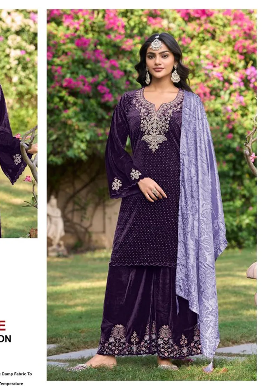 Deepsy D 3181 A To D Readymade Velvet Embroidered Salwar Kameez with Brasso Dupatta
