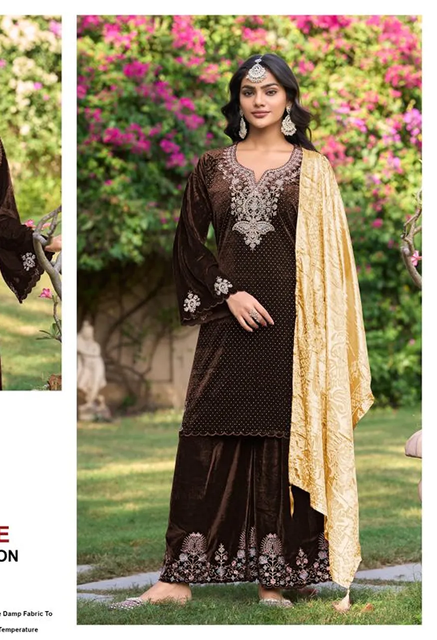 Deepsy D 3181 A To D Readymade Velvet Embroidered Salwar Kameez with Brasso Dupatta — Wholesale Salwar Suits, Deepsy Suit wholesale from Surat — view 3