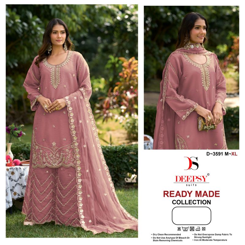 Deepsy D 3591 M To P Readymade Viscose Tissue Silk Beads Work Salwar Kameez — Wholesale Pakistani Suits, Vardan Ethnic wholesale from Surat — Photo 2