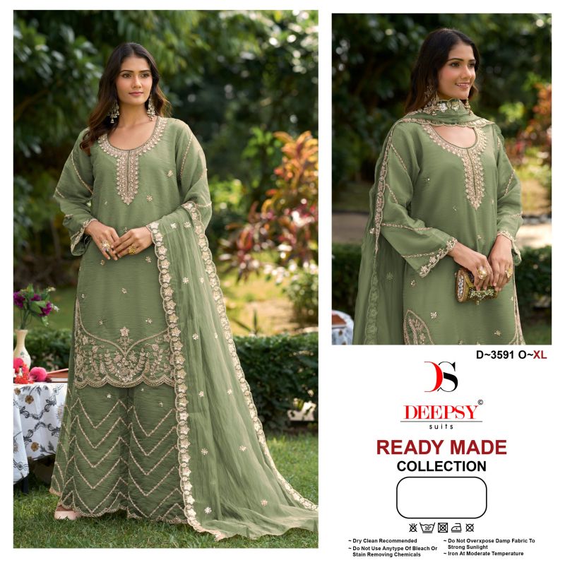 Deepsy D 3591 M To P Readymade Viscose Tissue Silk Beads Work Salwar Kameez — Wholesale Pakistani Suits, Vardan Ethnic wholesale from Surat — Photo 3