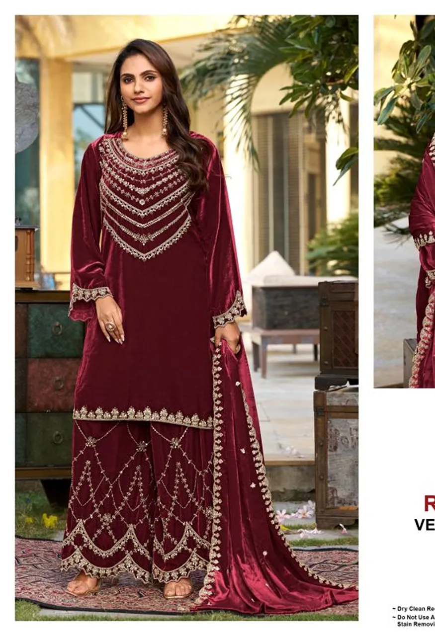 Deepsy D 3606 Readymade Ice Velvet Beats Work Salwar Kameez — Wholesale Salwar Suits, Deepsy Suit wholesale from Surat — Photo 3